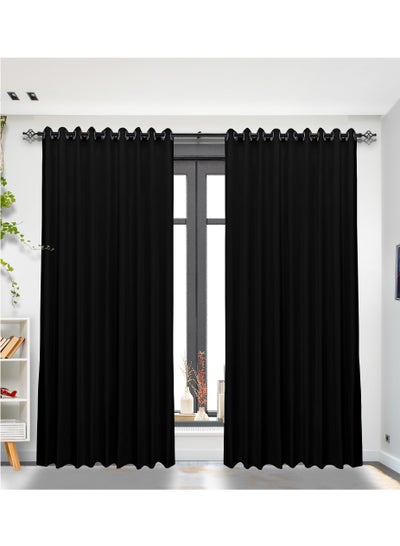 Buy 2 piece 100% Blackout Satin Curtains with Grommets for Living Room, Bedroom Kids Bedroom Study Exhibition Hall with Silicon Finish Sound and Heat Insulation in UAE