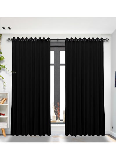 Buy 2 piece 100% Blackout Satin Curtains with Grommets for Living Room, Bedroom Kids Bedroom Study Exhibition Hall with Silicon Finish Sound and Heat Insulation in UAE