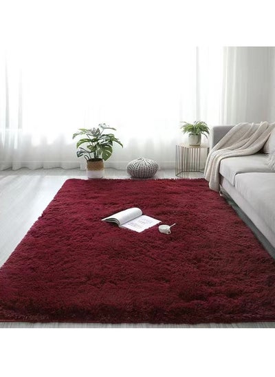 Buy Modern Wool Fluffy Floor Mat Carpet with Anti slip High Pile Bottom with Upgraded Foam (Size 120×160CM) in UAE