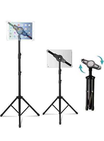 Buy Padom IPad and Mobile Phone Tripod Stand,Height Adjustable 20 to 60 Inch with 360 Degree Rotating Tablet Holder for iPad Air,iPad Pro and More 9.5 to 14.5 Inch Tablets, Coming with Carrying Bag in UAE