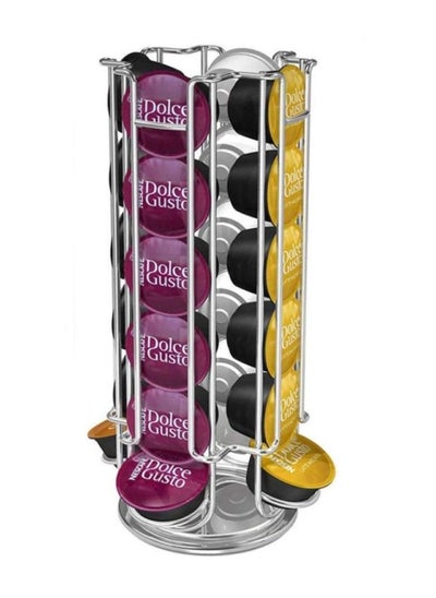 اشتري 24 Capsule Coffee Pod Stand Rack Coffee Pod Holders for Nescafe Dolce Gusto (24 Pods), ILcomun, Silver في الامارات