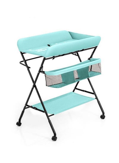 Buy Baby Diaper Table, Portable Baby Changing Table With Wheels, Folding Diaper Station Nursery Organizer in Saudi Arabia