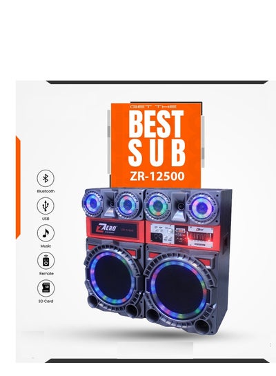 Buy Zero Subwoofer 2.1 ZR-12500 Supports Flash, Memory Card and Bluetooth With Remote Control For Easy Control Black in Egypt