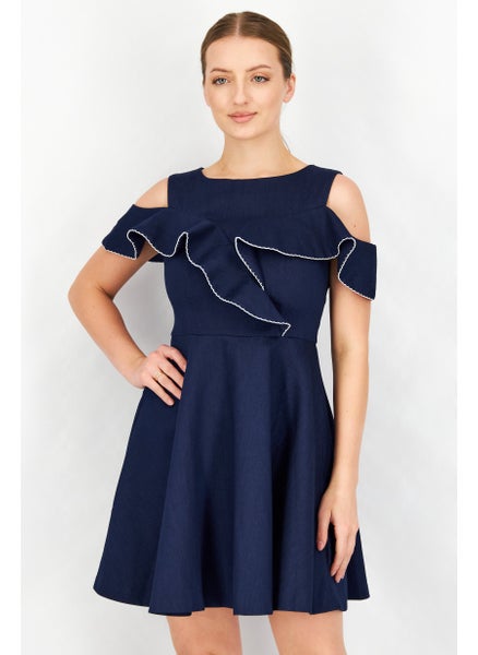 Buy Women Plain Denim Mini Dress, Blue in Saudi Arabia