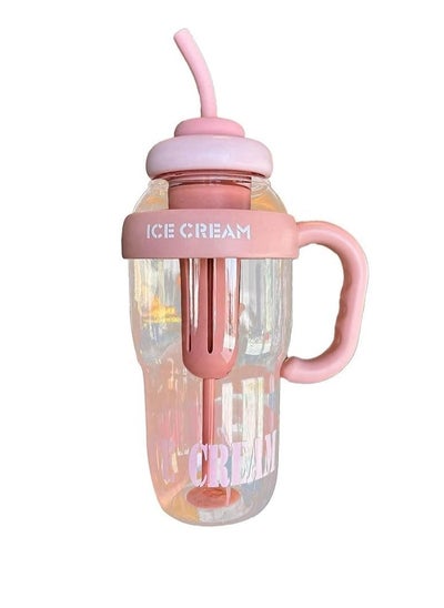 Buy Water Bottle with Straw Large Water Bottles Aesthetic Leakproof Drinking Bottle 1200ml (multicolor) in Egypt