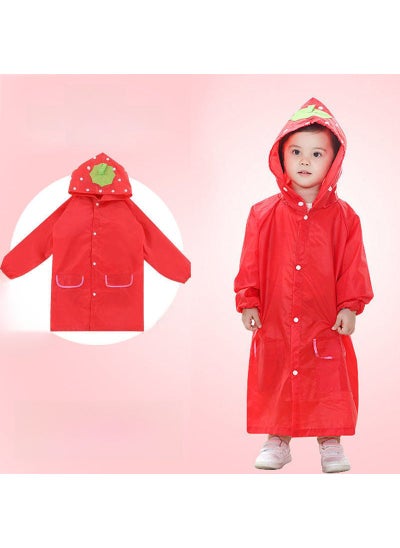 Buy Kids Cartoon Raincoat Poncho Cape Red Strawberry-Raincoat in Saudi Arabia