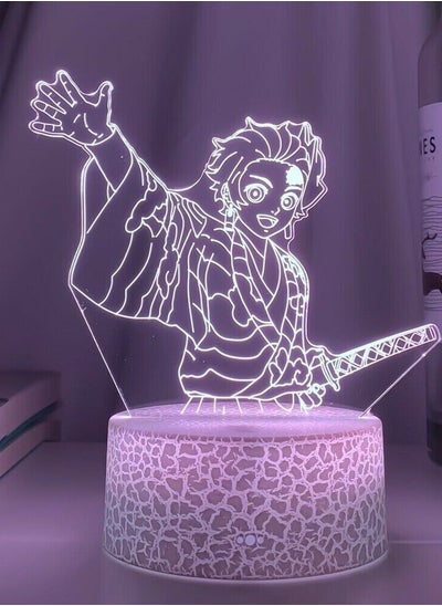 Buy LED Multicolor Night Light Anime Kimetsu No Yaiba Tanjiro Manga USB 3D Lamp Demon Slayer in UAE