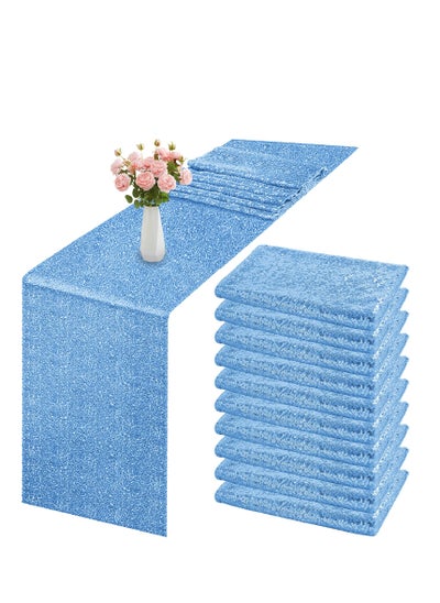 Buy Table Runner, 3 Pack Sequin Table Runner Baby Blue Sequin Table Cloth, for Wedding Engagement Birthday Party Holiday Decorations Baby Shower in Saudi Arabia