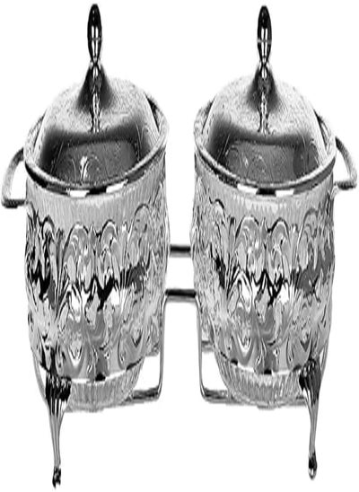 Buy Queen Anne silver plated jam serving dish Double-sided handbag (2 lids + 2 layers of glass) Royal 0/4330/7 in Egypt