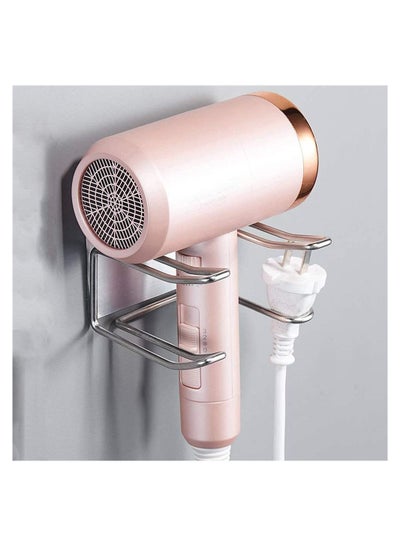 Buy 1 Hair Dryer Holder Wall Mount No Drilling Hair Dryer Holder Stainless Steel Hair Styling Tool Storage Box Self Adhesive Hair Dryer Holder Fits Most Hair Dryers Silver in Saudi Arabia