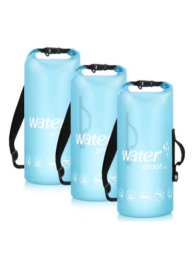 اشتري Waterproof Dry Bag, 3PCS 5L Roll Top Transparent Dry Storage Bag Backpack, Lightweight Dry Pack, Storage Man Women Beach Swimming Bag for Travel Boating Kayaking Camping Beach Fishing Surfing في السعودية