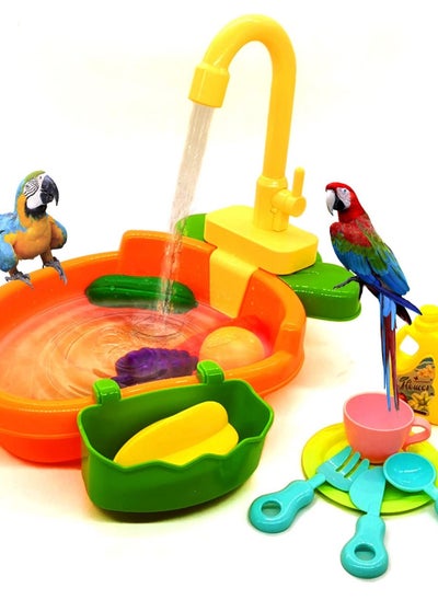 Buy Automatic Parrot Bathtub with Faucet, Multifunctional Bird Bathing Tub for Small and Medium Birds, Providing Refreshing Pool Experience! Ideal for Parakeets and Budgies. in UAE