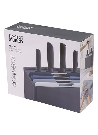 Buy 8-Piece Graphite Folio Plus Knife and Chopping Board Set Multicolor in Saudi Arabia