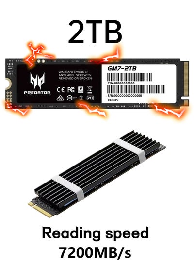 Buy 2TB 7200MB/s SSD PCIe NVMe Gen4 M.2 2280, Internal Solid State Drives, Compatible with PS5, Desktop computer, Laptop, Including Heatsink, Disassembly Tools and Installation Instructions in Saudi Arabia