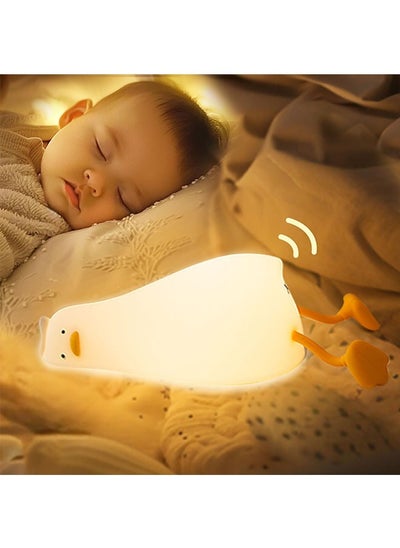 اشتري Night Light for Kids Rechargeable Lying Flat Duck Silicone Night Light, Dimmable Kawaii Nursery Night Lamp for Breastfeeding, Room Decor, Birthday في الامارات