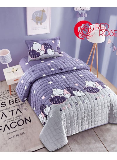 Buy Compressed bed comforter set consisting of 3 pieces with children's drawings in Saudi Arabia