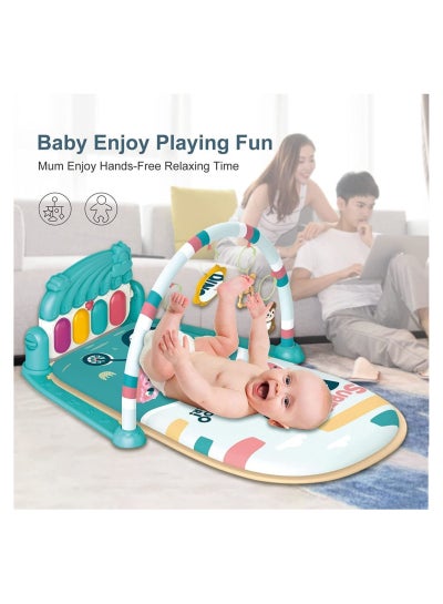 Buy Baby Play Mat Baby Gym,Piano Tummy Time Baby Activity Gym Mat with 5 Infant Learning Sensory Baby Toys, Music and Lights Boy & Girl Gifts for Newborn Baby 0 to 3 6 9 12 Months (Blue) in Saudi Arabia