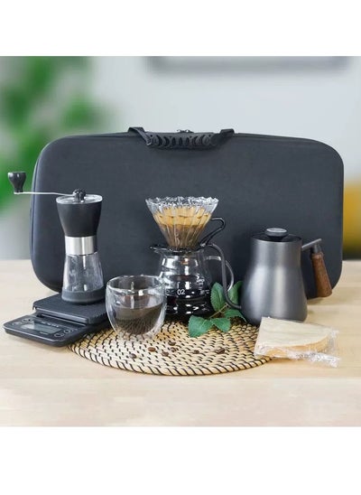 Buy Drip Coffee Maker Set With Travel Bag Black 7Pcs Camping Coffee Marker Coffee Machine Filter Coffee Tool Set for Outdoor Multicolour 29x58x17cm in Saudi Arabia