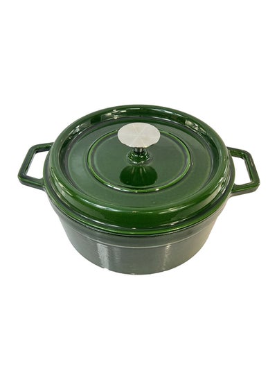 Buy Dual Ergonomic Handle Cast Iron Casserole with Lid Green 24 cm KA24N-G in Saudi Arabia