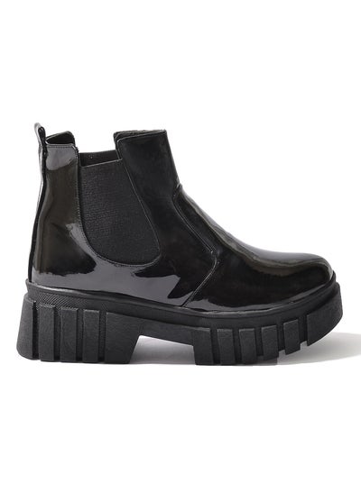 Buy Uncle High Quality Glossy Leather Boot 2-BLACK in Egypt
