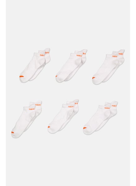 اشتري Men 6 Pair Low Cut Cushioned Socks, White/Orange في الامارات