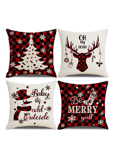 اشتري 4Pcs christmas pillow case pillow cover cushion cover for home decor 45*45cm في الامارات