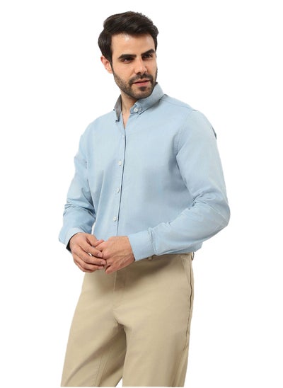 Buy Off-White Long Sleeves Classic Shirt - Blue in Egypt