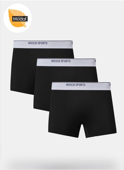 اشتري Pack of 3 - Solid Trunks with Brand Text Waistband في السعودية