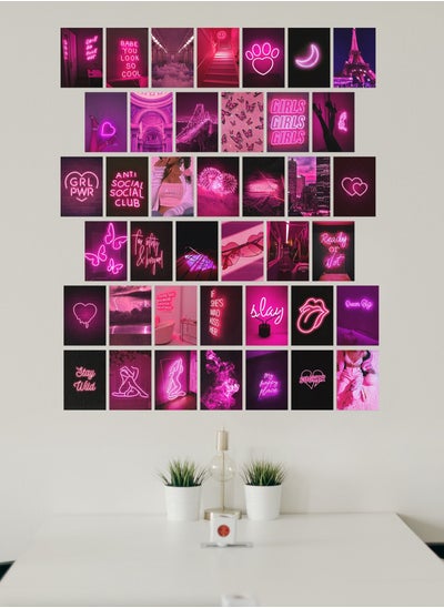 Buy Posters Wall Collage Kit, Album Cover, 40 Pieces Cardstock Thick Paper Posters, Pink Art for Home, Room, Office, Decor 14.8x20cm in Saudi Arabia