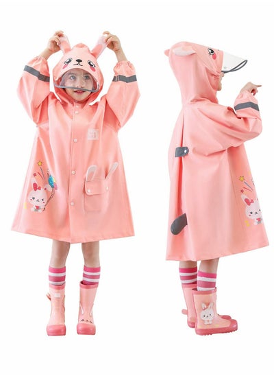 Buy Kids RainCoat, Reusable Children's raincoats, 3D Cartoon Kids Rain Jacket with Storage Backpack in Saudi Arabia