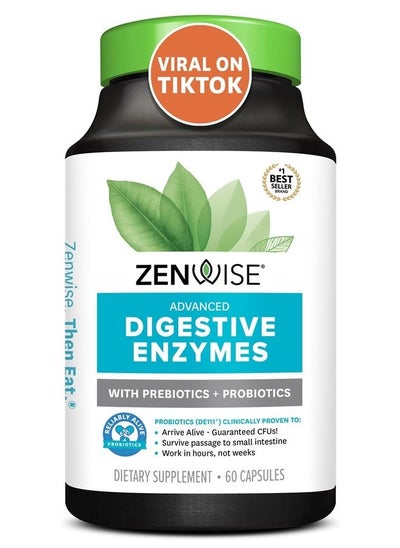 اشتري Zenwise Digestive Enzymes - Probiotic Multi Enzymes with Probiotics and Prebiotics for Digestive Health + Bloating Relief for Women and Men, Bromelain and More for Gut Health and Digestion - 60 Count في الامارات