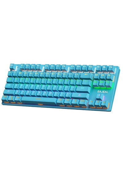 اشتري 87 Keys Wired Mechanical Keyboard Mixed Light Mechanical Keyboard with Mechanical Blue Switch Suspension Button Blue في السعودية