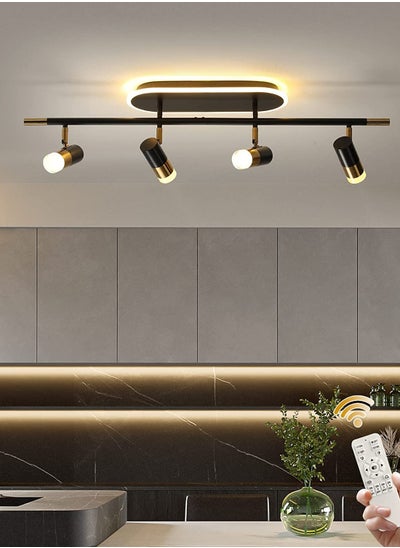 Buy 4-Light Track Lighting Black and Gold Ceiling Spot Lighting with Rotatable Light Head and LED Bulbs, Indoor Adjustable Spotlight Fixtures for Living Room Hallway Studio Kitchen Island in Saudi Arabia