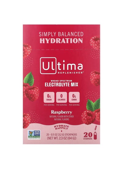 Buy Ultima Replenisher 6 Essential Electrolytes Raspberry 20 Stickpacks in Saudi Arabia