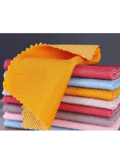 Buy 5 Non-Scratch Dishwashing Towels - Multipurpose Double Sided Wire and Microfiber Dishwashing Rags for Wet and Dry Easy Rinse, Reusable Cleaning Cloth for Kitchen Sinks Pot and Pans in Egypt