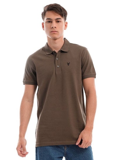 Buy Dark Olive Short Sleeves Casual Polo Shirt in Egypt