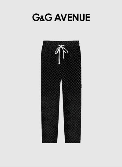 Buy Spring and autumn New High Quality Men's Drawstring Casual Sports Pants Black Jogging Fashion Pure Cotton Exercise Outdoor Versatile Drawstring Elastic Sports Pants in Saudi Arabia