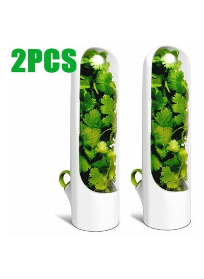 Buy 2Pcs Herb Saver Fresh Herb Keeper Storage Container Vanilla Keep Fresh Cup Kitchen Storage Keeps Greens Fresh for 2-3 Weeks Cilantro Mint Parsley，White in UAE