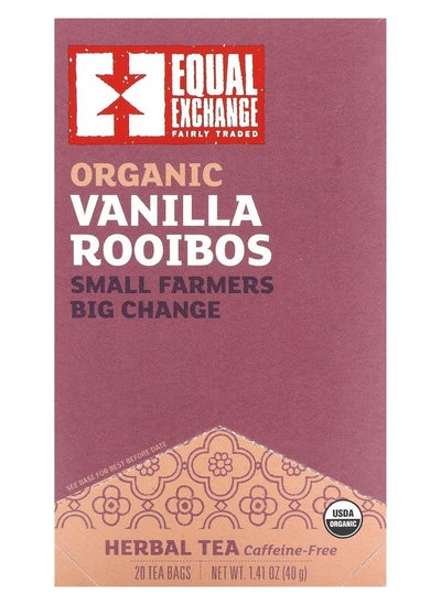 Buy Organic Vanilla Rooibos Herbal Tea Caffeine-Free 20 Tea Bags 1.41 oz (40 g) in UAE