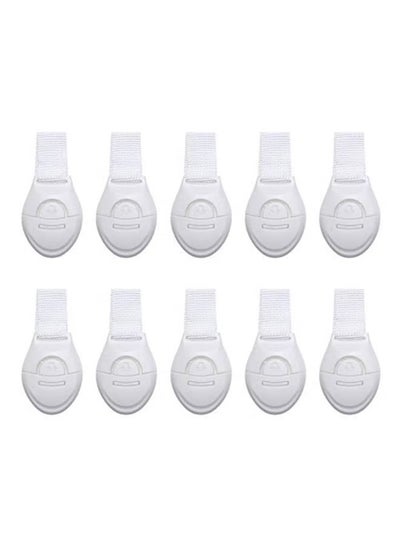 Buy 10-Piece Baby Safety Lock Latches Door Cupboard Cabinet Fridge Drawer, White in UAE