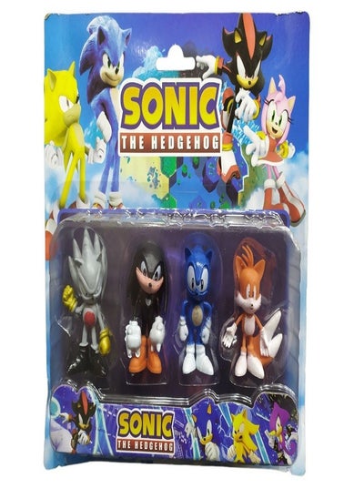 اشتري Sonic Hedgehog Cat Character Collectible Toy Figures Cake Topper, 5cm, 4 Pieces في مصر