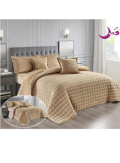 Buy Quilt Set For Two People a Double Sided System a VelvetFace And a Soft Fur Face 6 Pieces Light Fixed Filling 220by240 in Saudi Arabia