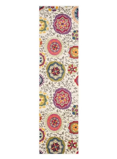 Buy Monaco Collection Runner Rug 2'2 X 6' Ivory & Multi Boho Floral Design Non Shedding & Easy Care Ideal For High Traffic Areas In Living Room Bedroom (Mnc233A) in UAE