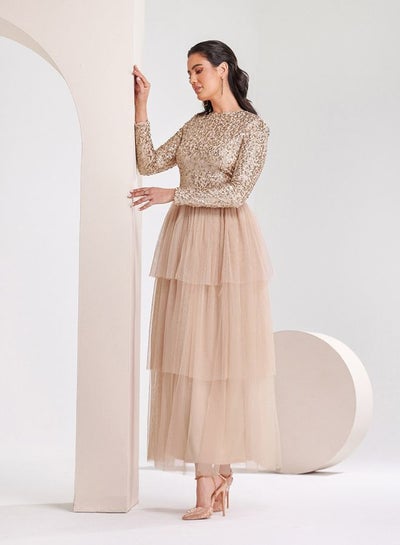 Buy Sequin Bodice Tulle Maxi Dress in Saudi Arabia