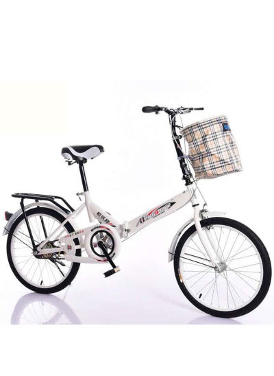 Buy Foldable Bike, Adult Portable City Bicycle, Carbon Steel Bicycle Folding Bicycle, Folding Bike for Men Women Students and Urban Commuters, White in Saudi Arabia