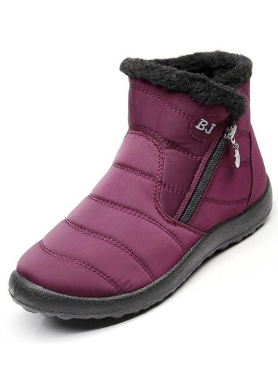 Buy Ankle Boots Thermal Waterproof Cotton Boots Purple in Saudi Arabia