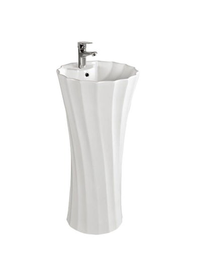 Buy Patt Decorative Basin Ceramic Wash Basin Sink For Bathroom, Commercial Lavatories, L 40 x W 40 x H 82 Cm White in UAE