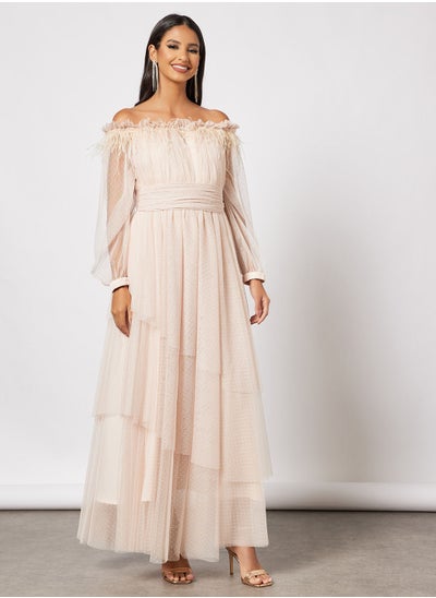 Buy Asymmetrical Layered Tulle Dress in UAE