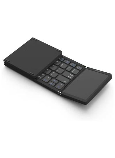 اشتري Foldable Bluetooth Keyboard, Tri- Foldable Portable Wireless Keyboard with Touchpad, USB-C Rechargeable for iOS, Android, Windows System Laptop Tablet Smartphone Device في الامارات