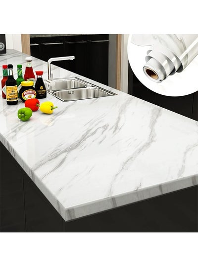 Buy White Wallpaper White Peel and Stick Wallpaper Marble Counter Top Stick on Wallpaper Backsplash Self Adhesive Wallpaper (White Grey Stripe, 3m×60cm) in Saudi Arabia